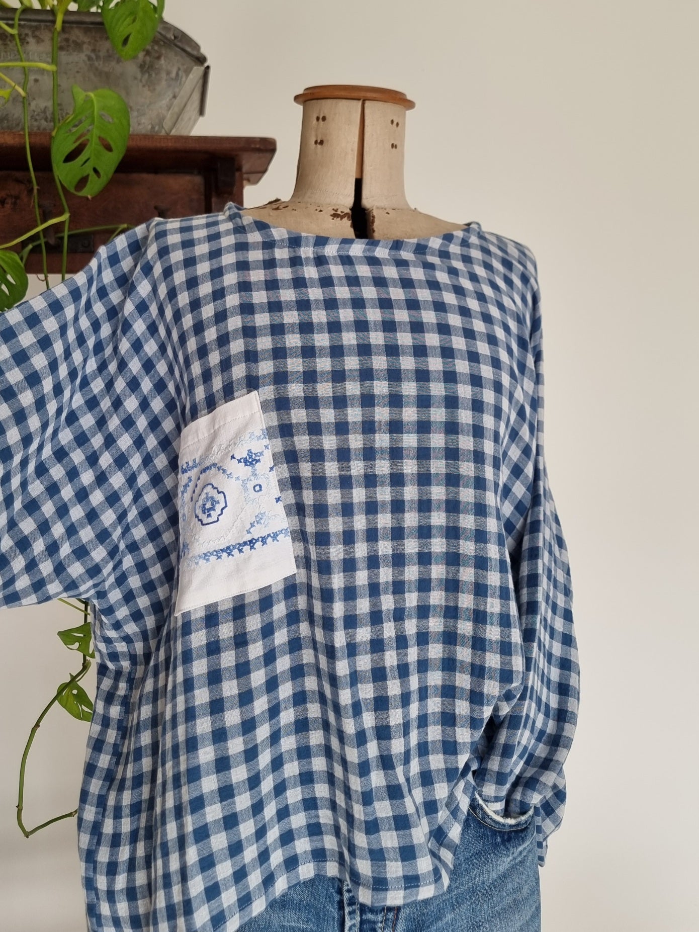 Tunique minimaliste vichy bleu