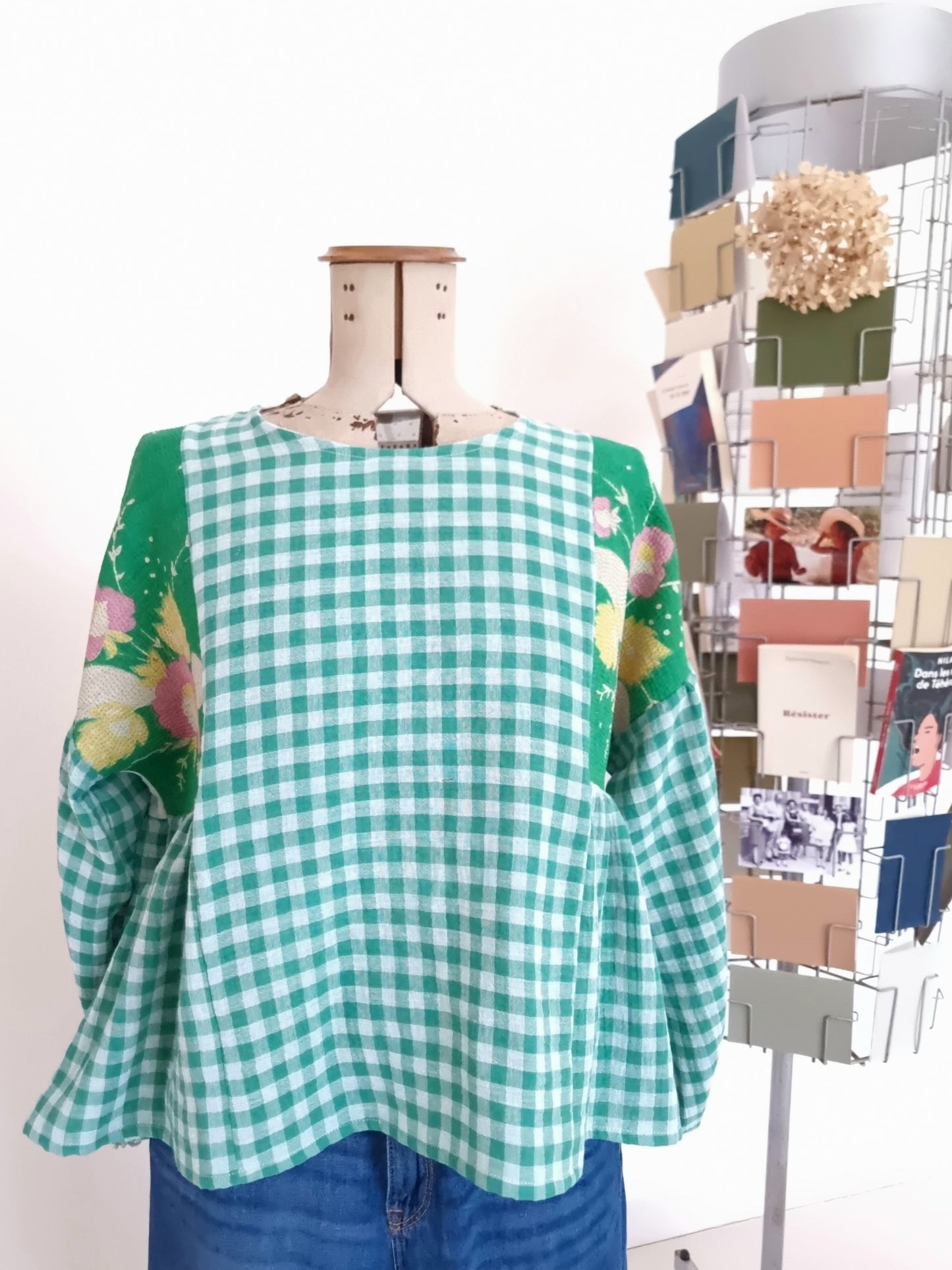 Tunique Erell kantha et vichy vert