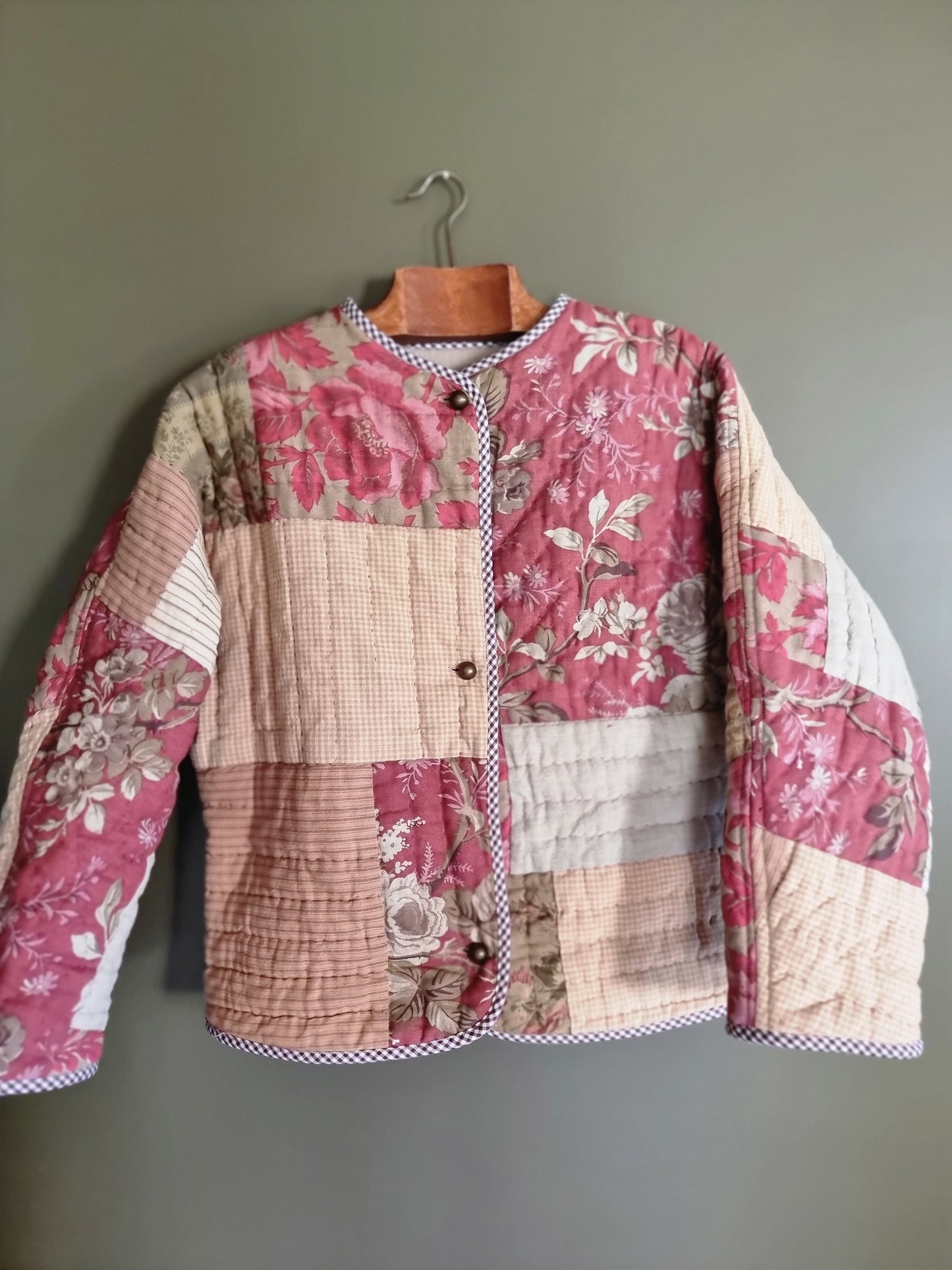 Veste matelassée patchwork bordeaux