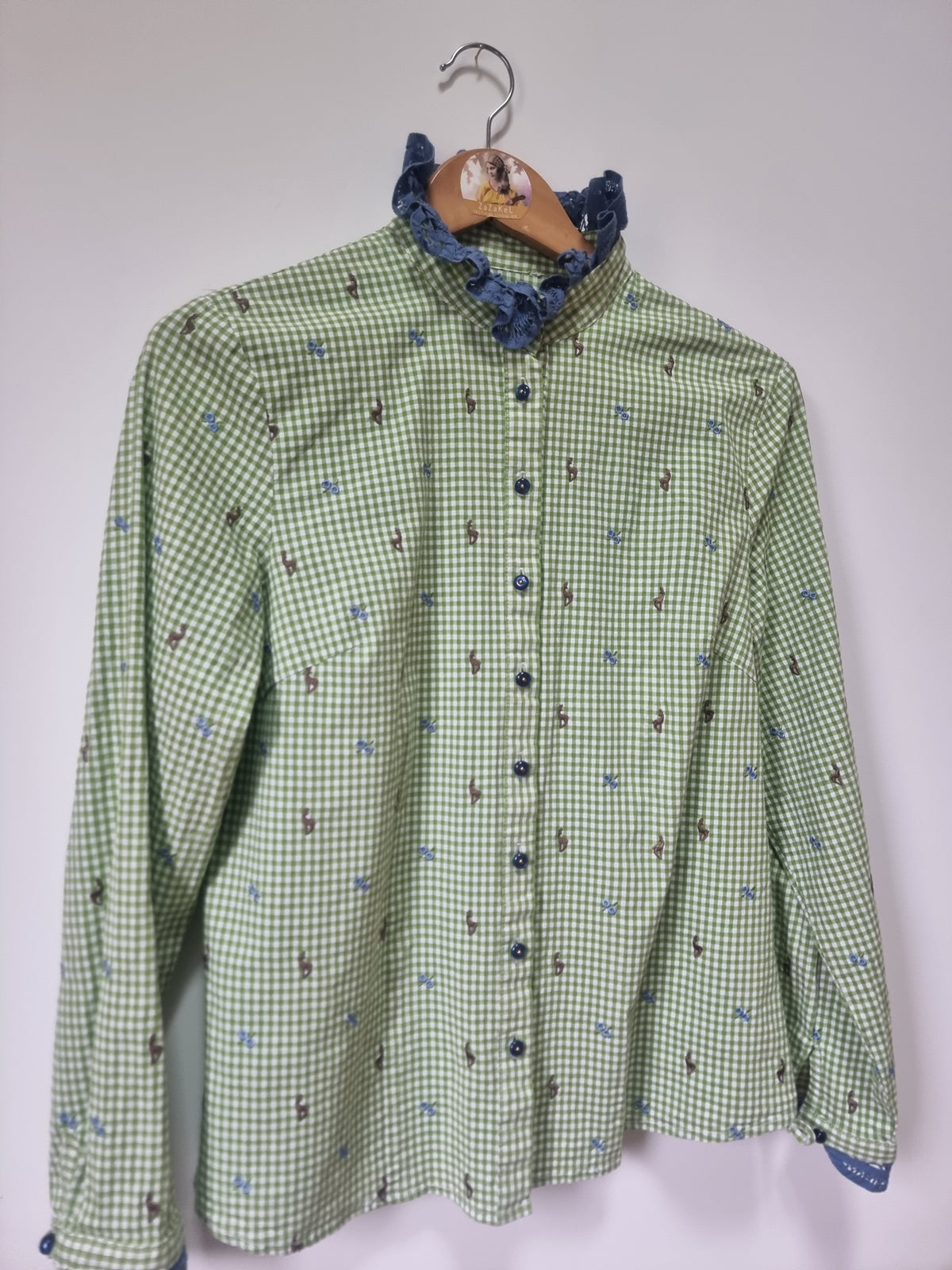Chemise upcyclée vichy vert
