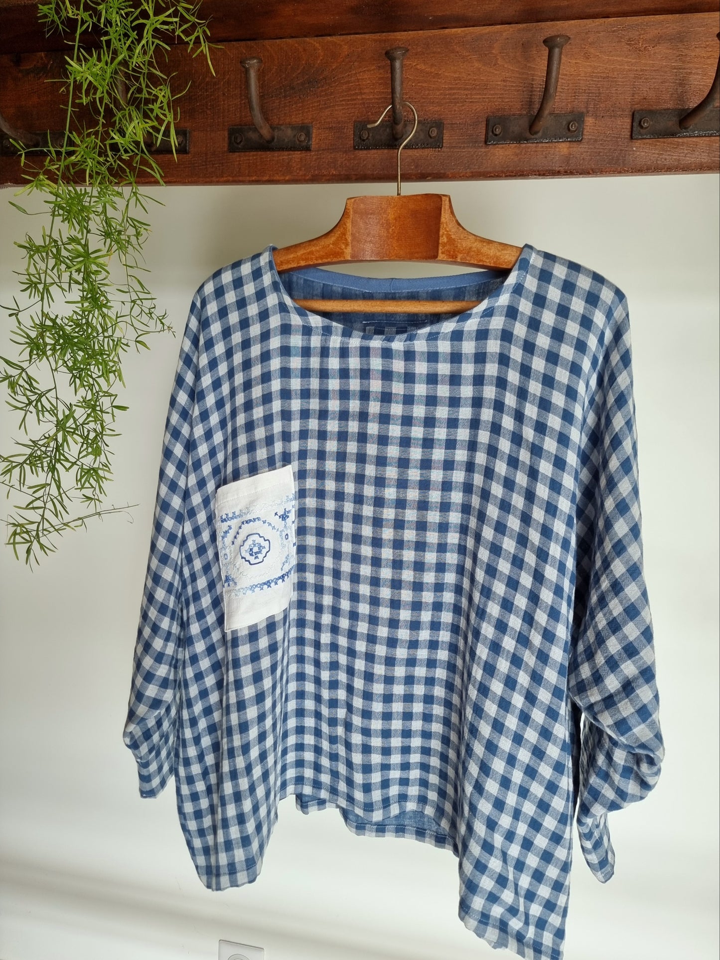 Tunique minimaliste vichy bleu