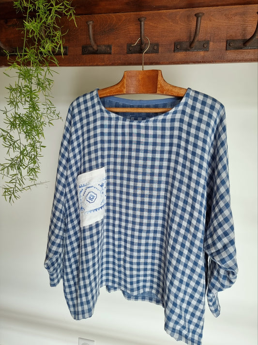 Tunique minimaliste vichy bleu