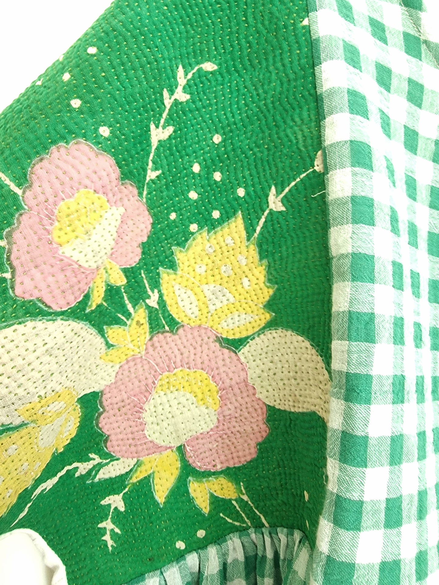 Tunique Erell kantha et vichy vert