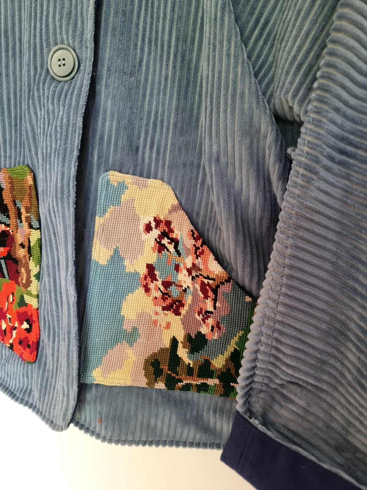 Veste velours bleu glacier