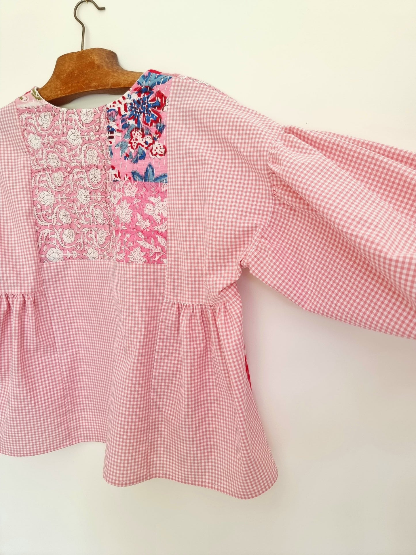 Tunique Erell kantha et vichy rose