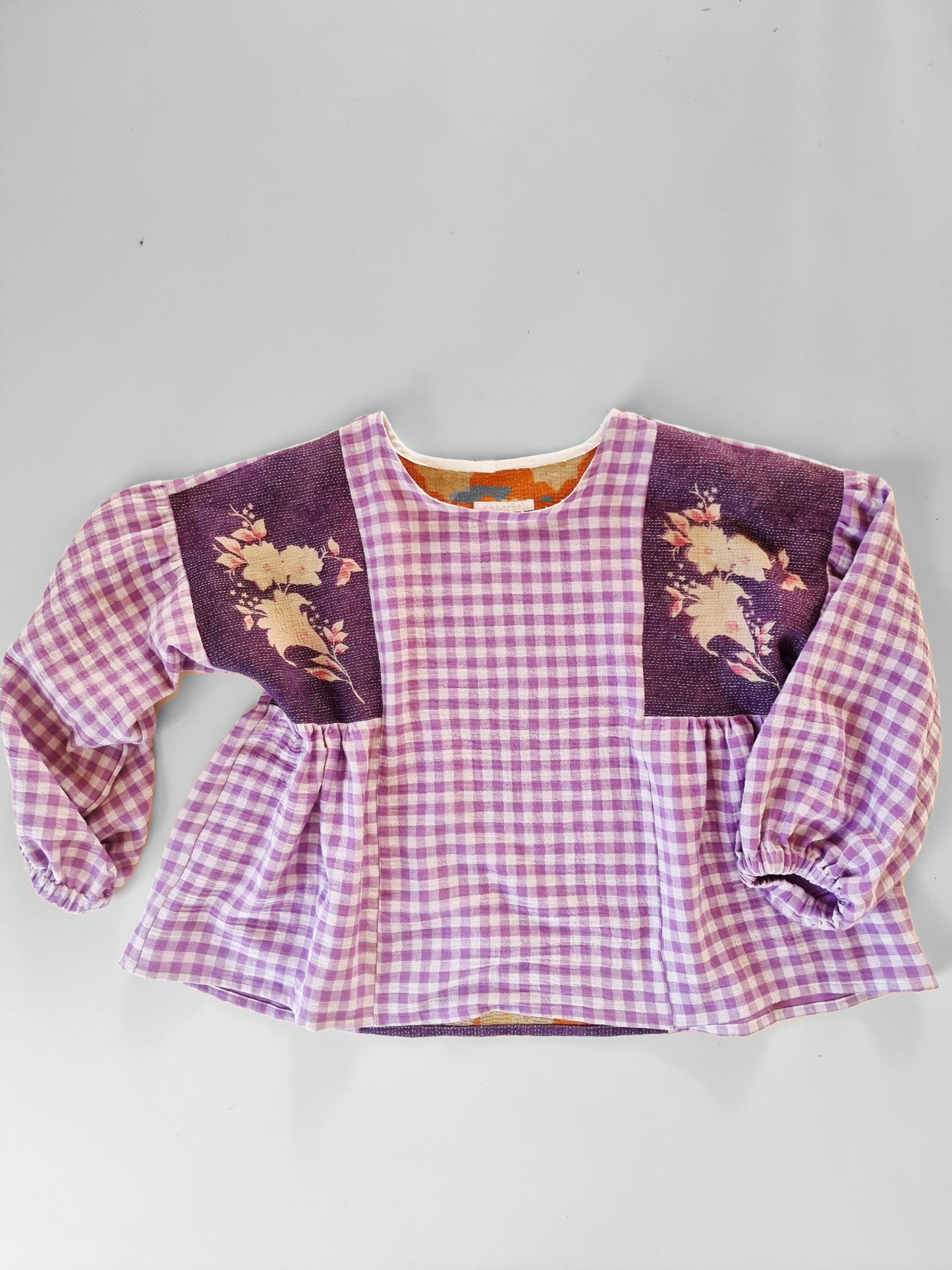 Tunique Erell kantha et vichy violet