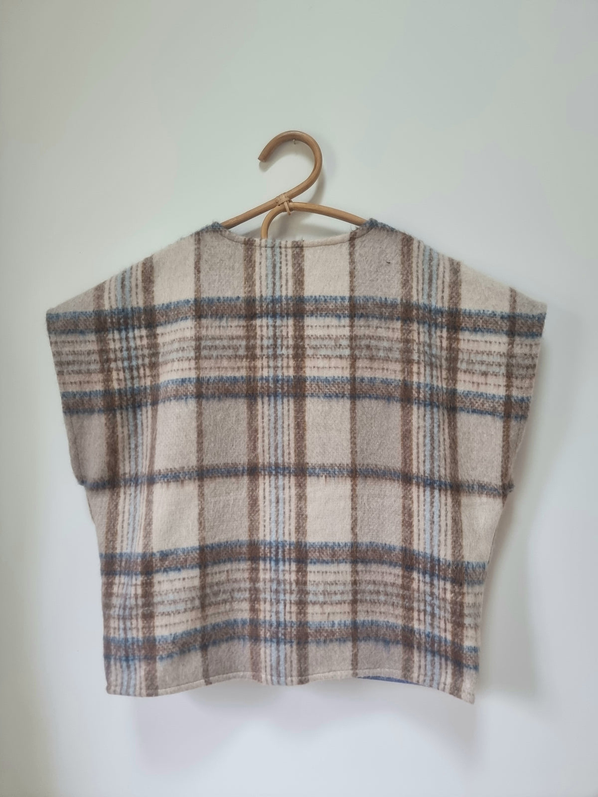 Veste sans manches réversible camel et denim