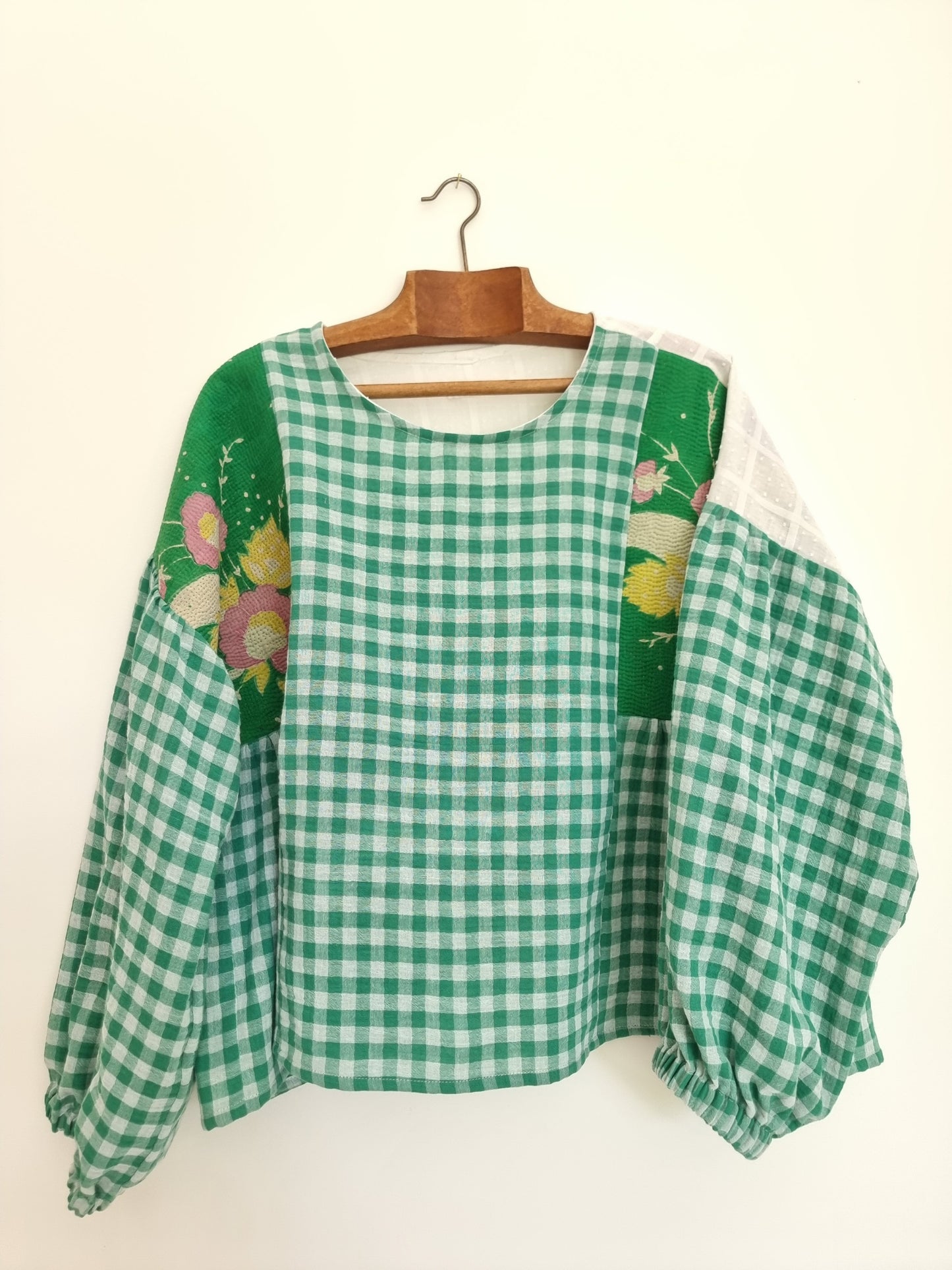 Tunique Erell kantha et vichy vert
