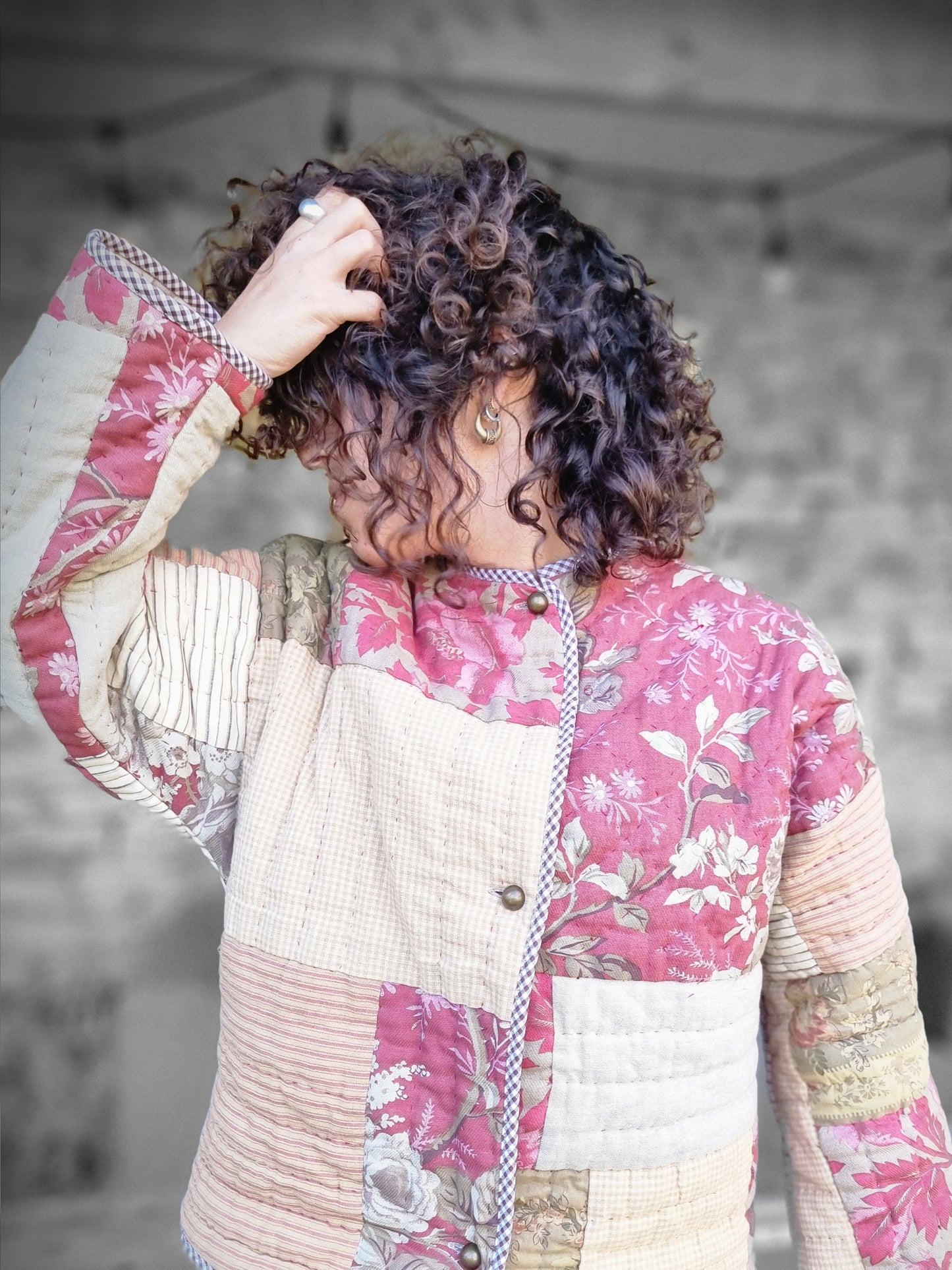 Veste matelassée patchwork bordeaux