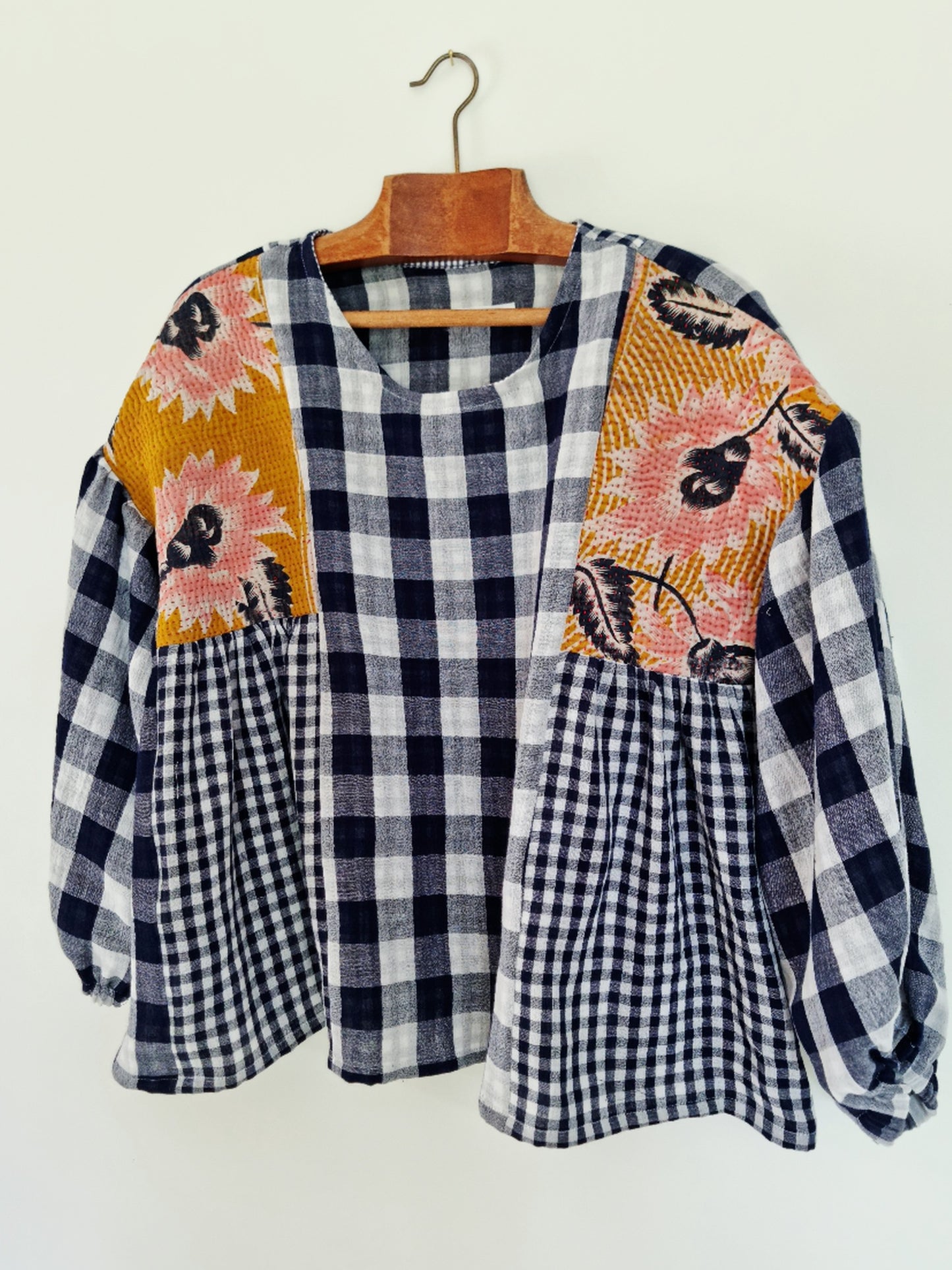 Tunique Erell kantha et vichy marine
