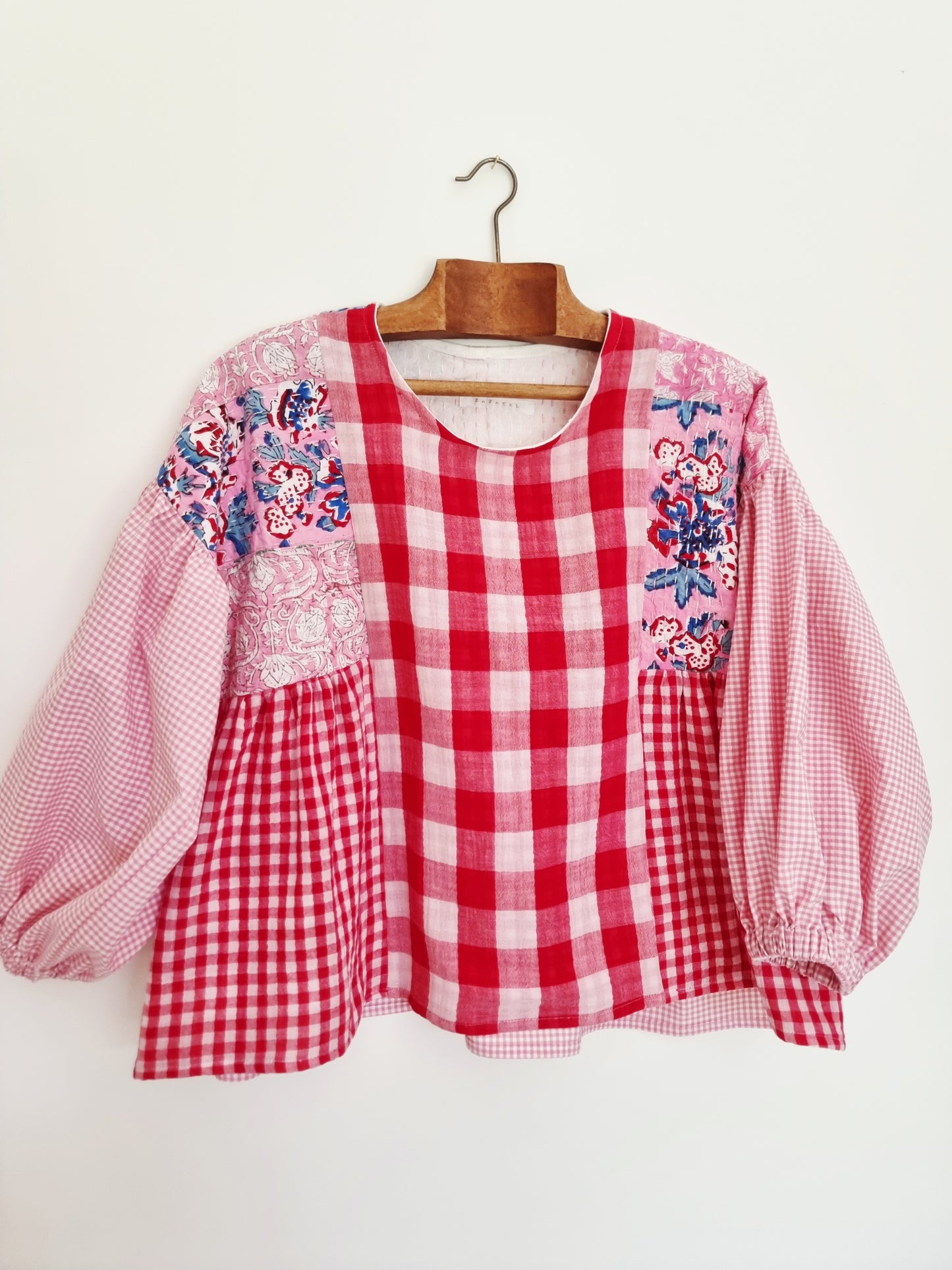 Tunique Erell kantha et vichy rose