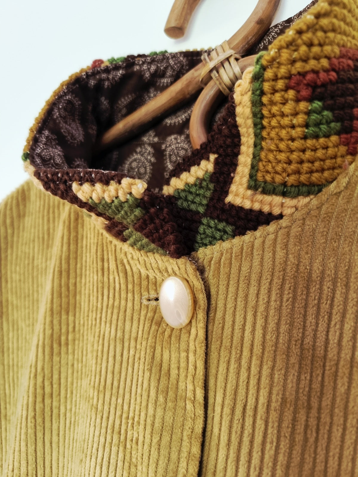 Veste velours beige moutarde