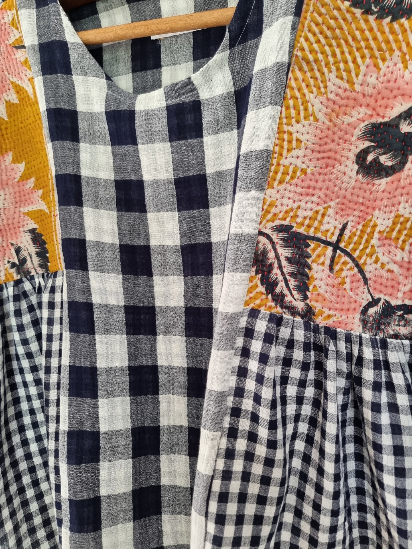 Tunique Erell kantha et vichy marine