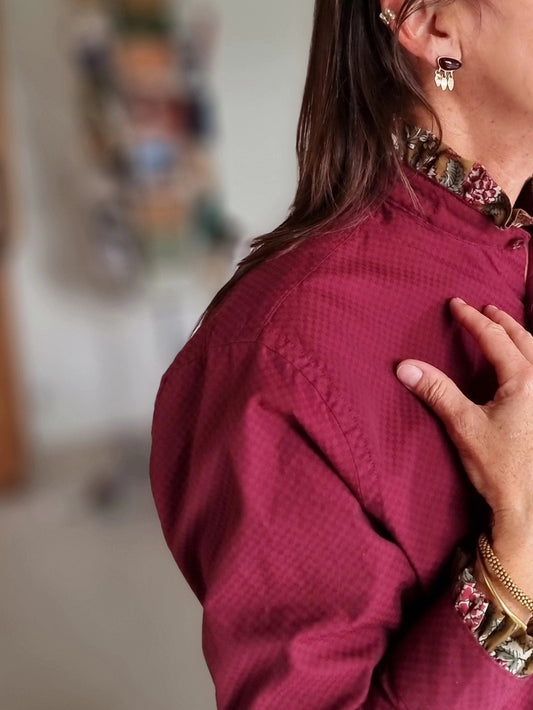 Chemise upcyclée bordeaux