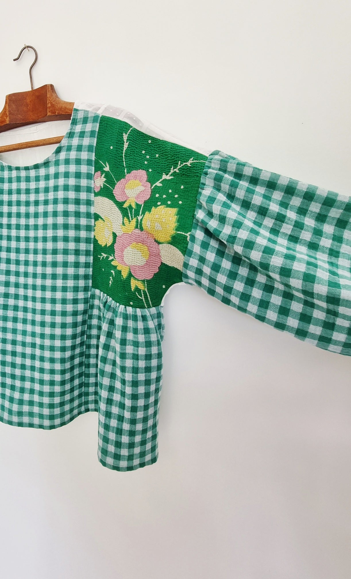 Tunique Erell kantha et vichy vert