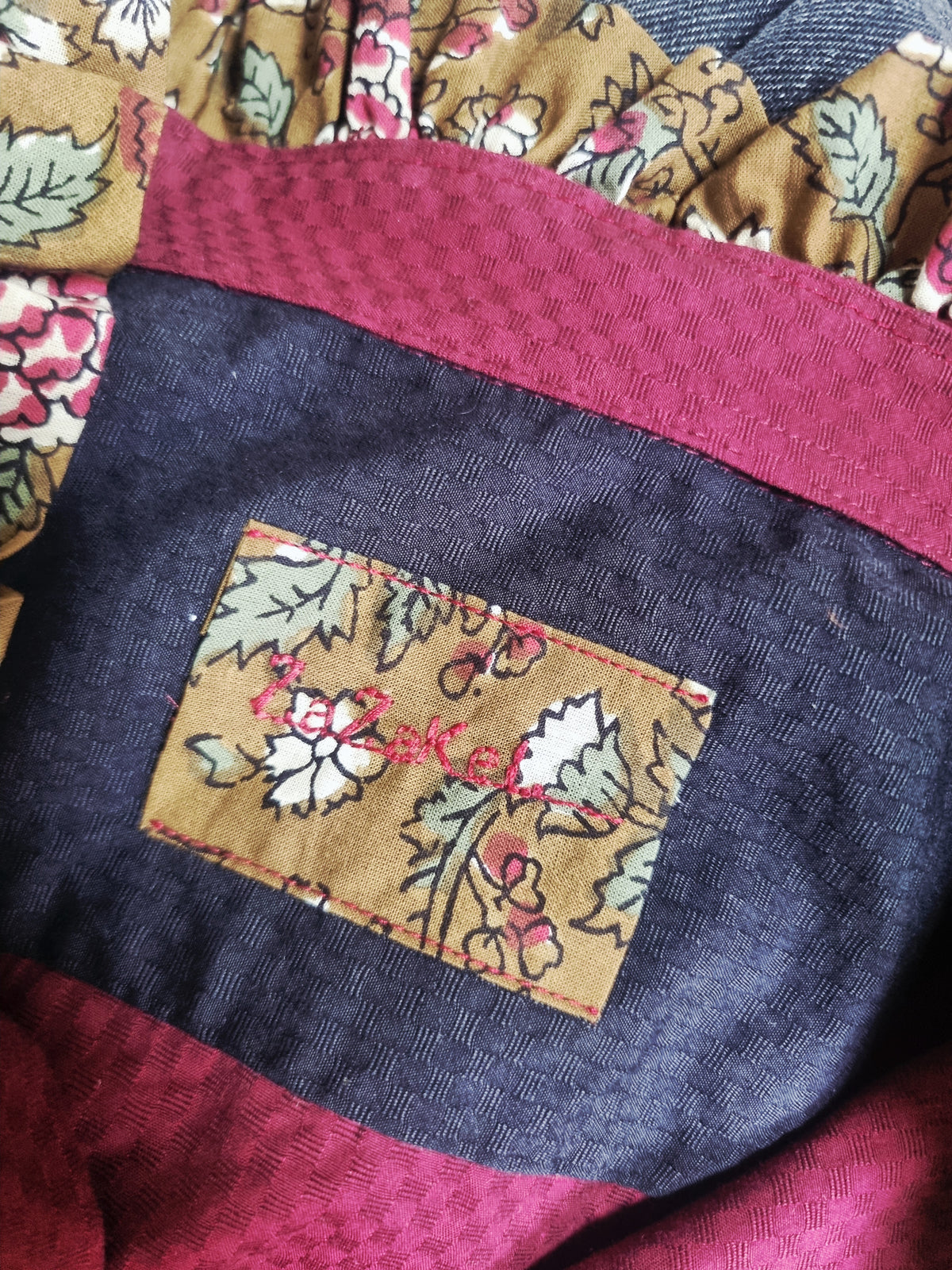 Chemise upcyclée bordeaux