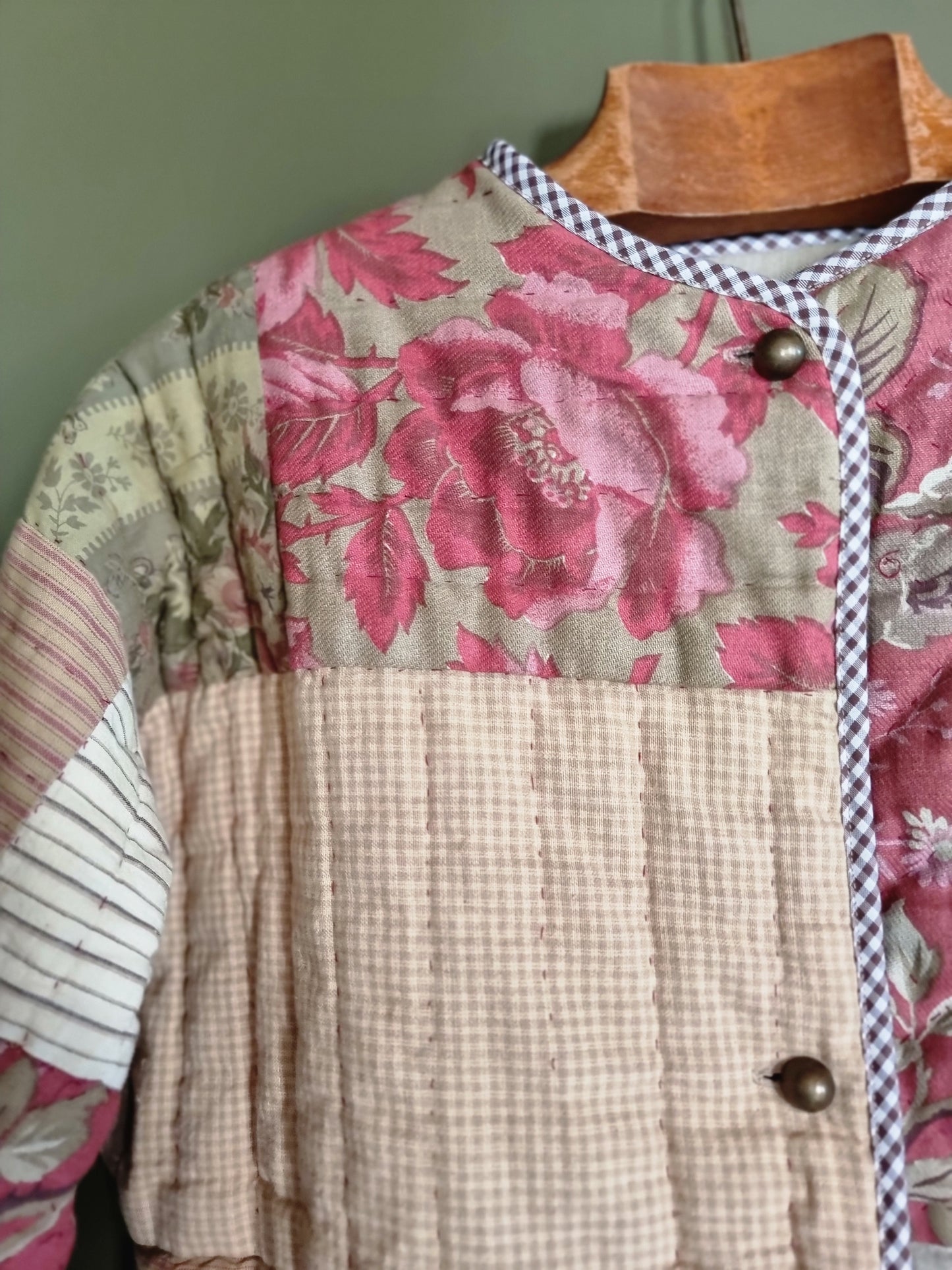 Veste matelassée patchwork bordeaux