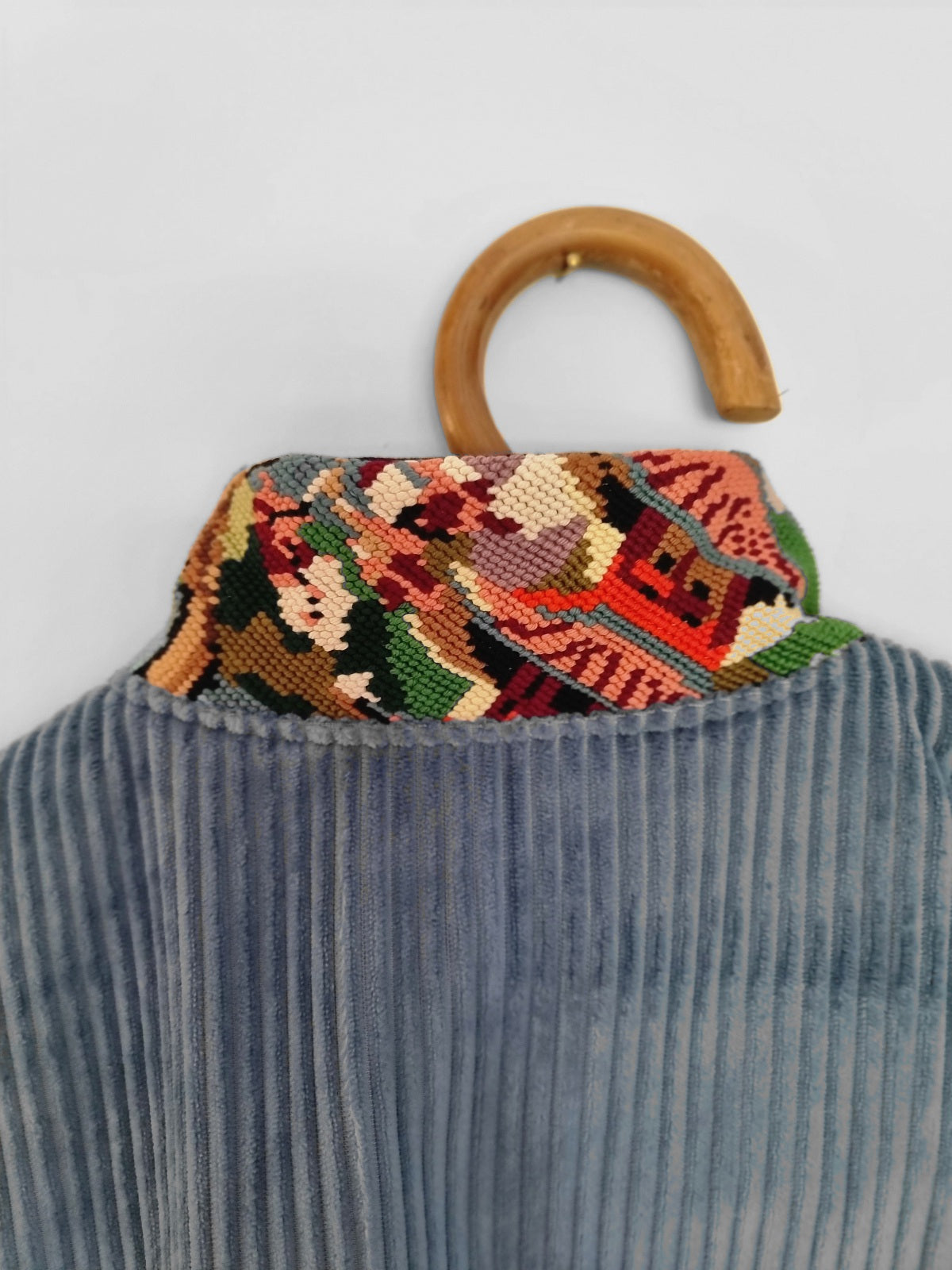 Veste velours bleu glacier