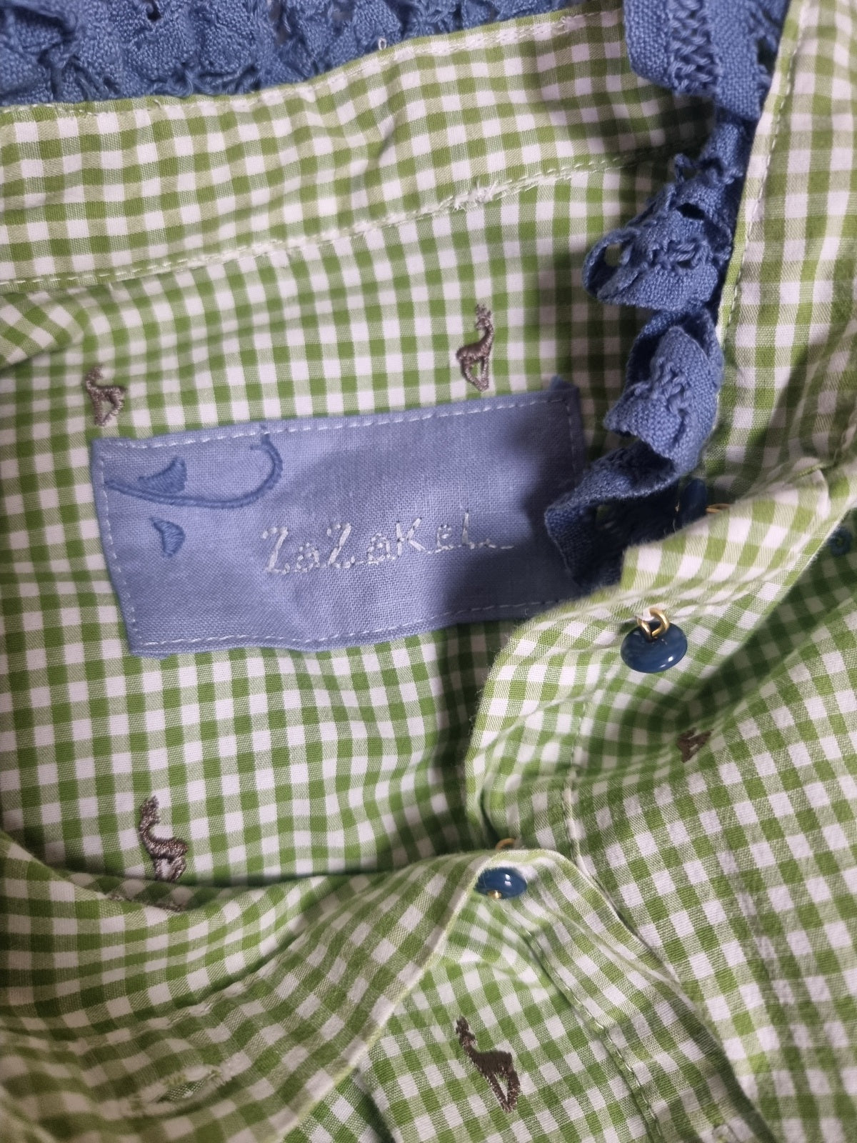 Chemise upcyclée vichy vert
