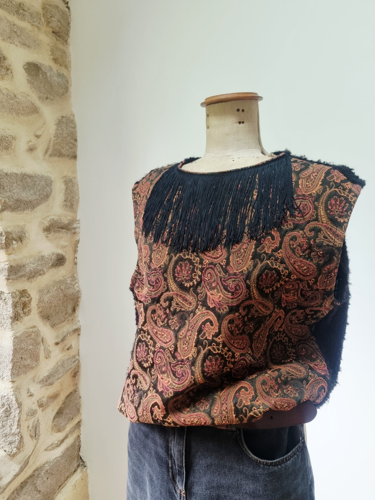 Pull sans manches jacquard