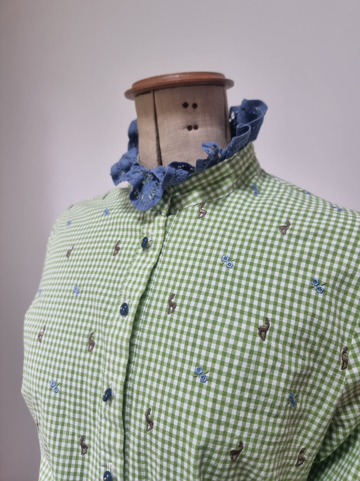 Chemise upcyclée vichy vert