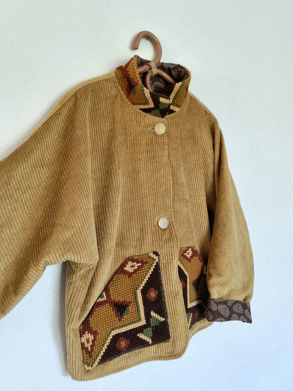 Veste velours beige moutarde