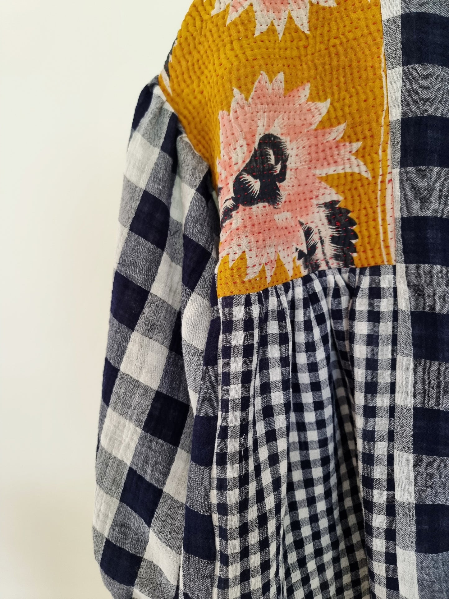 Tunique Erell kantha et vichy marine