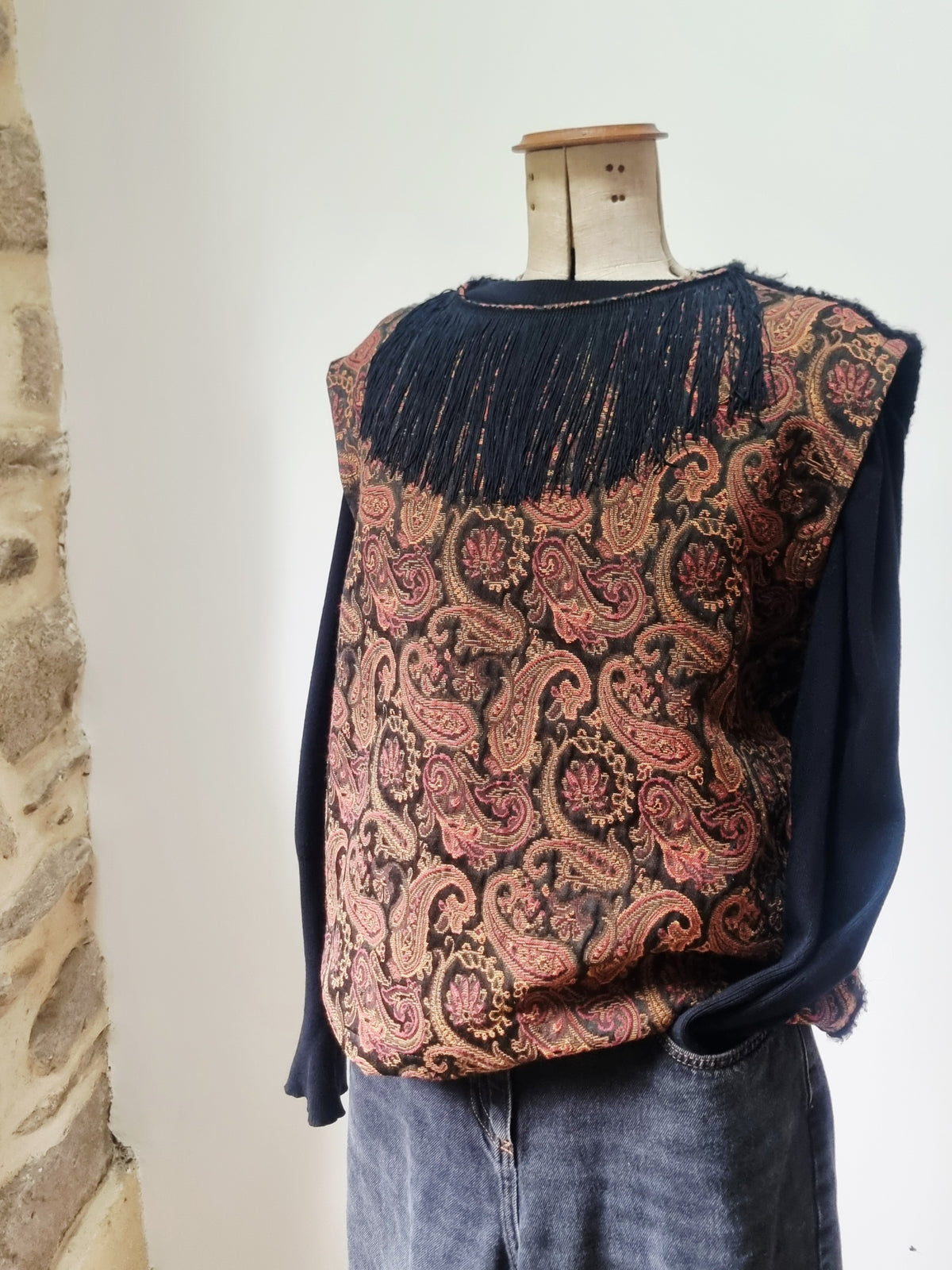 Pull sans manches jacquard