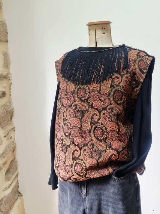Pull sans manches jacquard