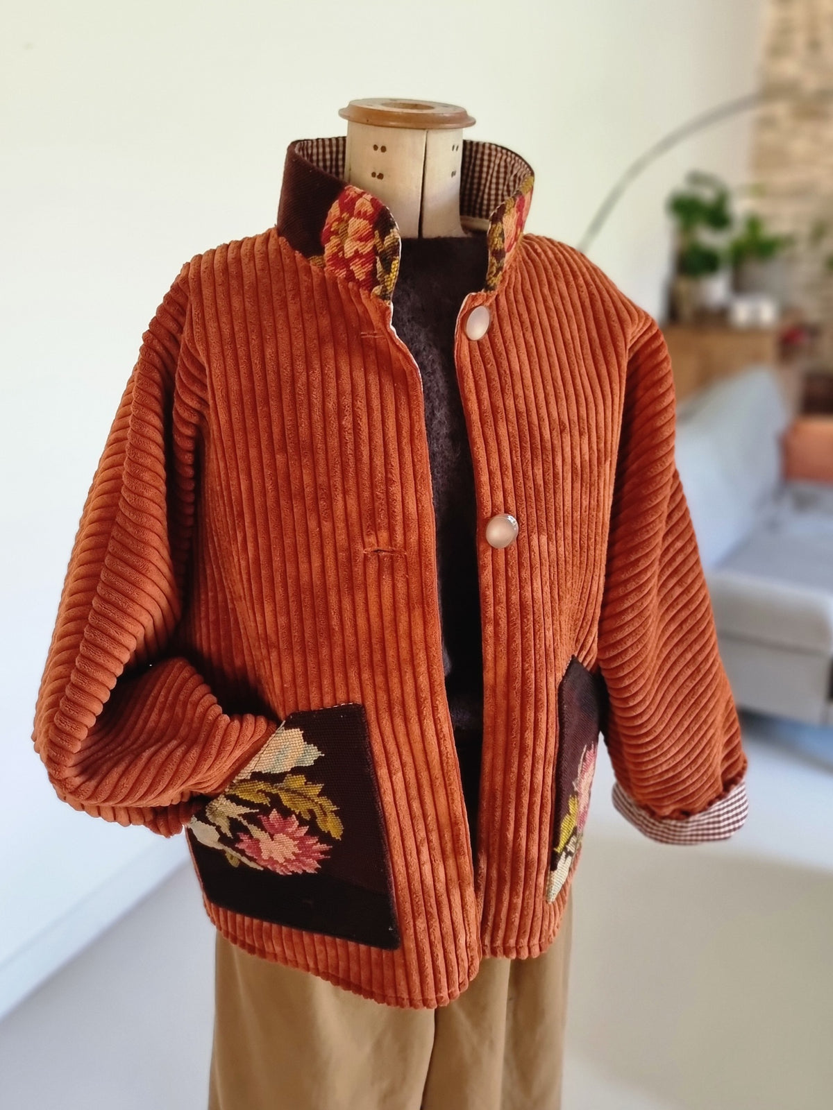 Veste velours brun rouille