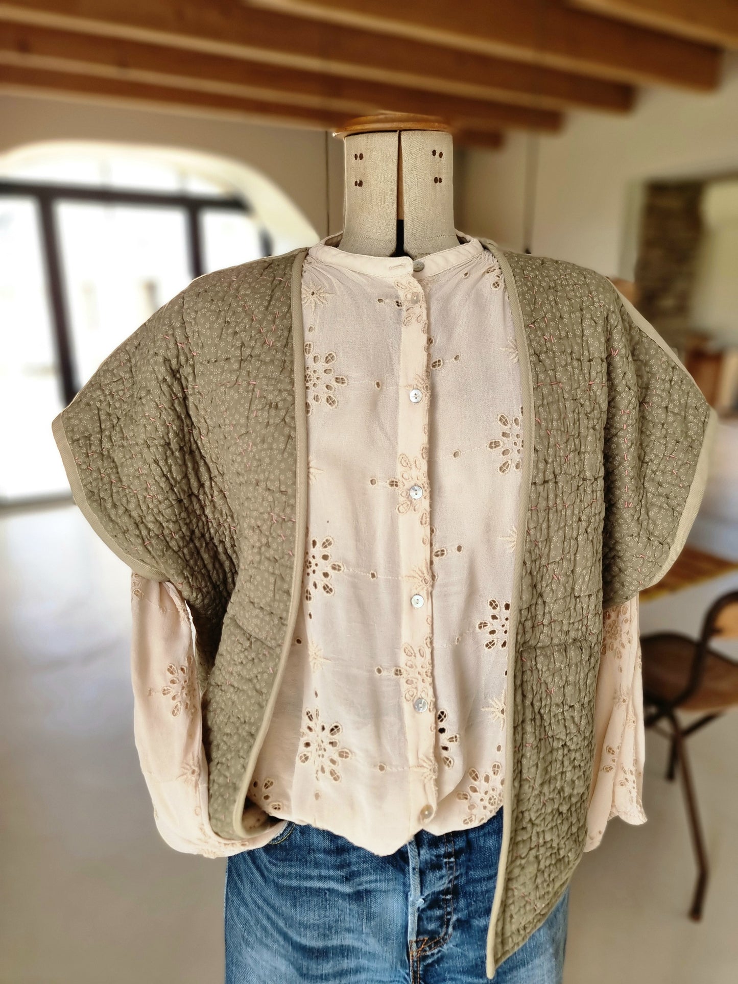 Veste matelassée sans manches kaki