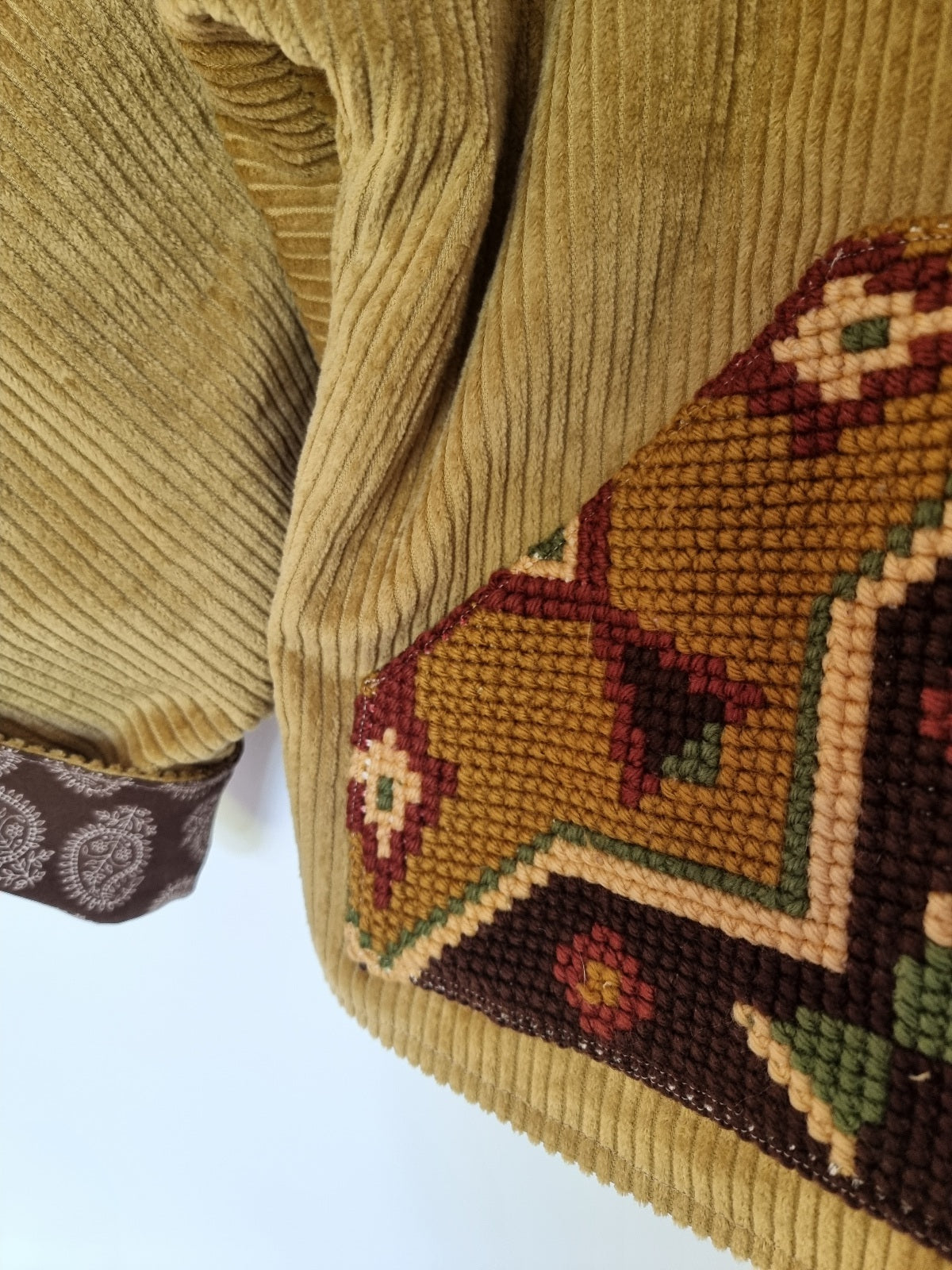 Veste velours beige moutarde