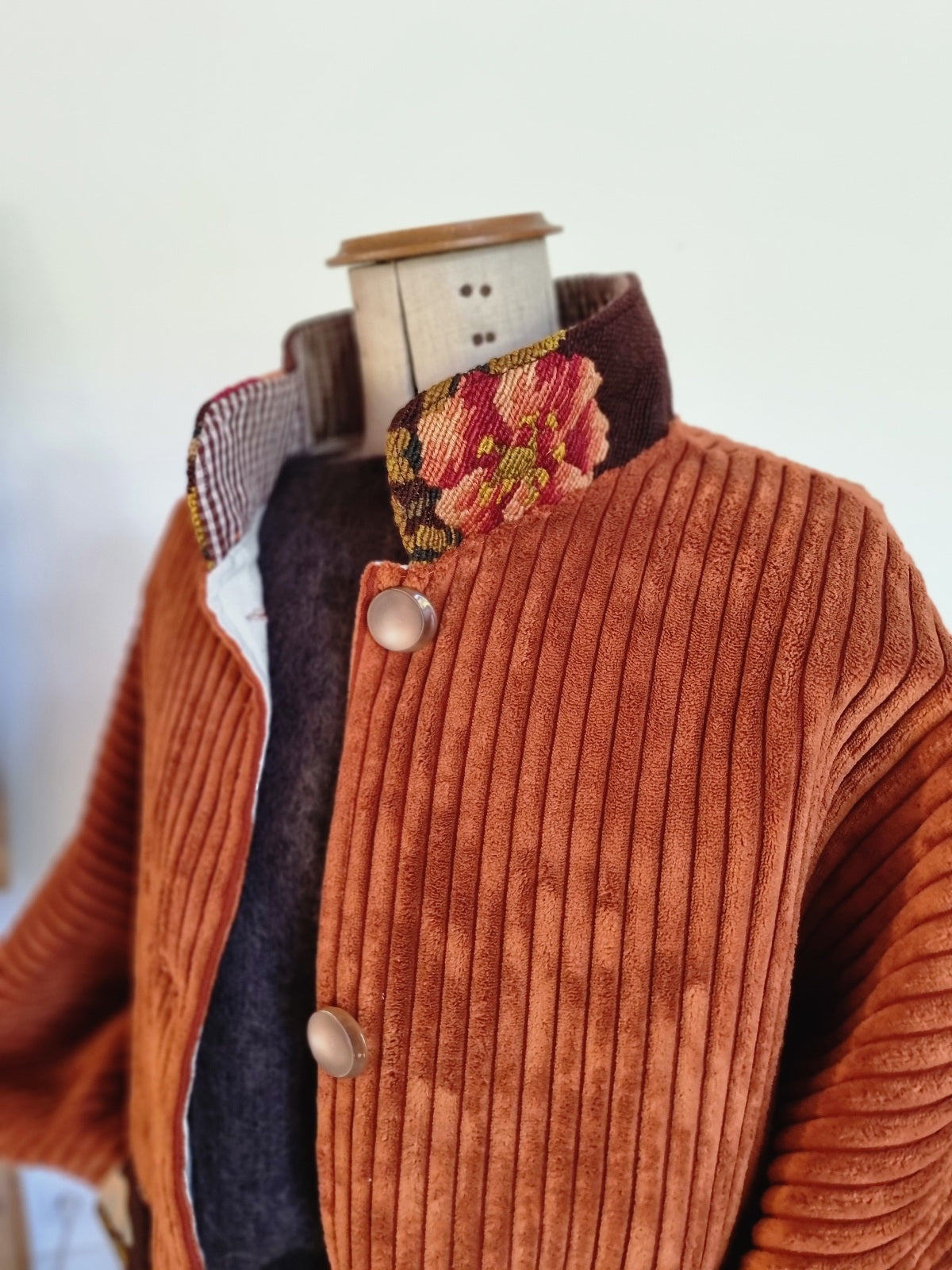 Veste velours brun rouille