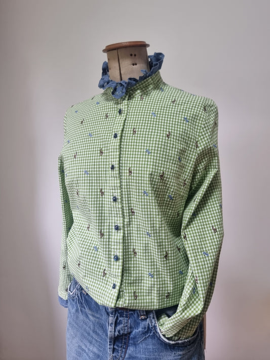 Chemise upcyclée vichy vert