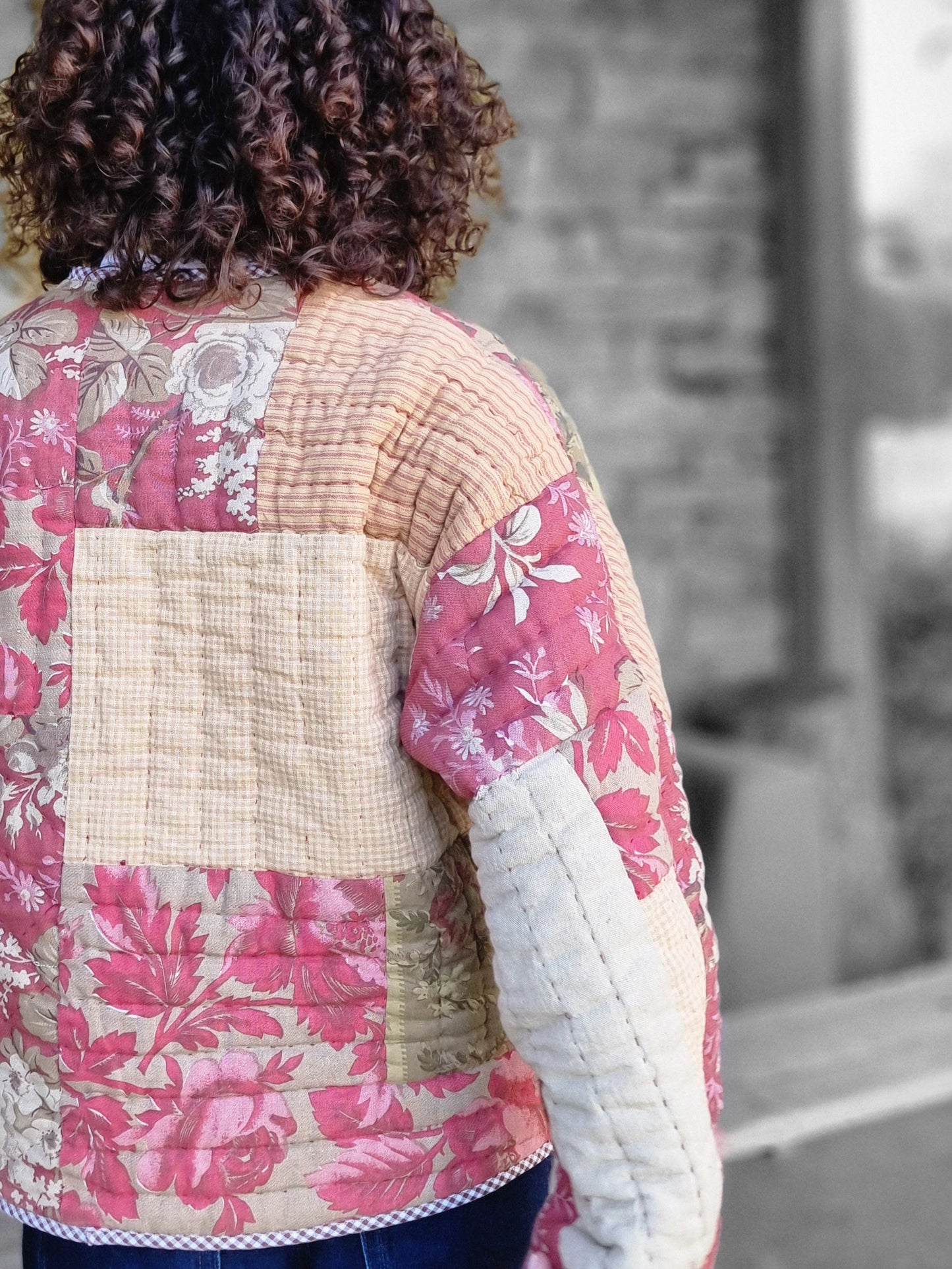 Veste matelassée patchwork bordeaux