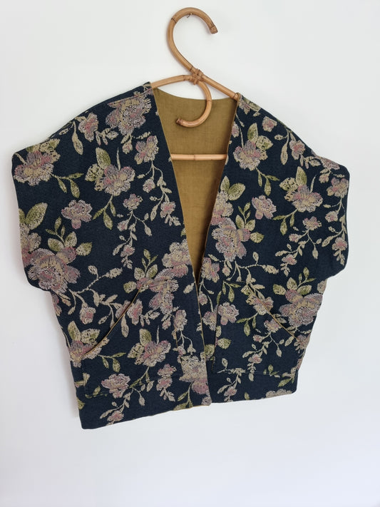 Veste sans manches réversible jacquard noir
