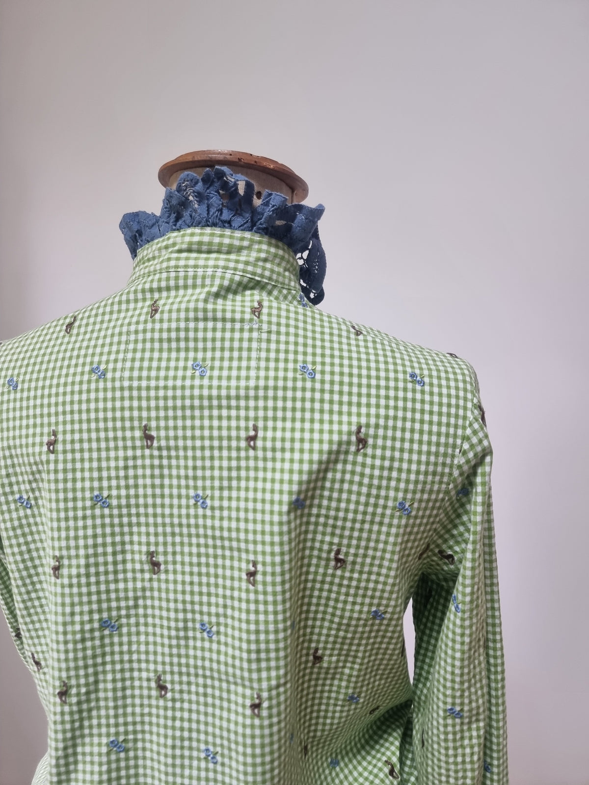 Chemise upcyclée vichy vert