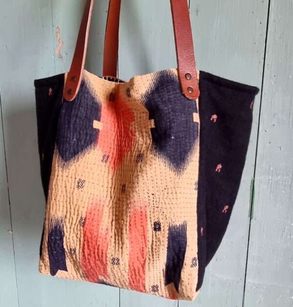 sac kantha orange et noir - Image 3