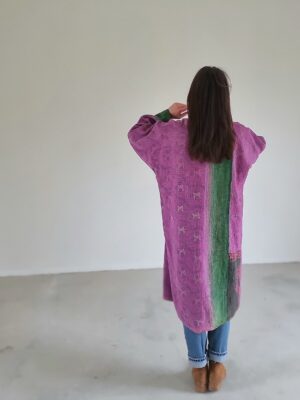 Kimono réversible kantha vintage violet
